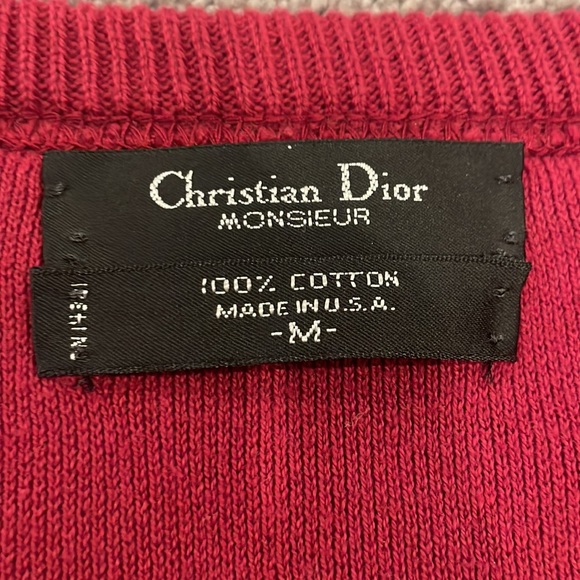 Christian Dior Vintage 1970s Burgundy Red V-Neck Sweater Vest M - Picture 4 of 7
